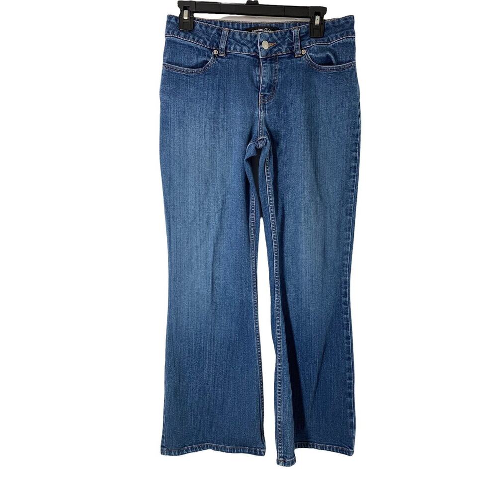 London Jeans Womens Size 6 Boot Blue Medium Wash Denim Stretch‎ Mid Rise